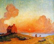 unknow artist Sunset by the Sea, Brittany oil painting reproduction